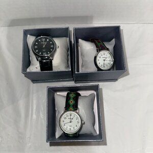 Set Of 3 Strada Boxed Watches With Black & Patterned Straps